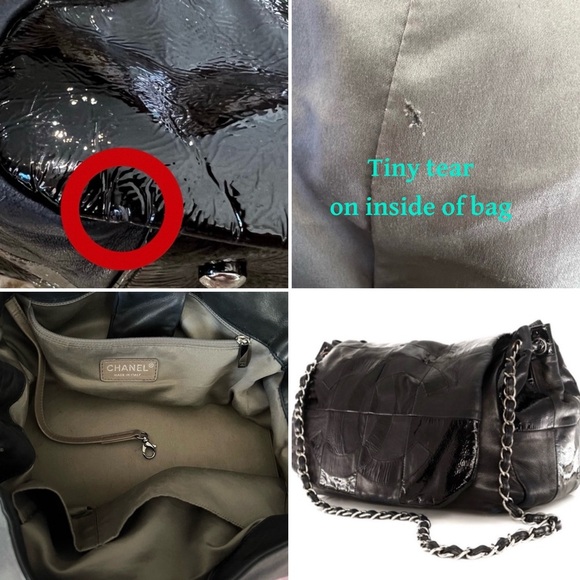 CHANEL Black lambskin and patent quilted leather CHANEL Brooklyn Bag "Retired" - Picture 16 of 16